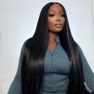 Perucas OQ HAIR Cabelo humano sem cola em linha reta 24" 180% de densidade