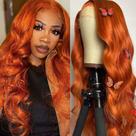 Perucas Srakuw Orange Ginger Lace Front 13x4 Cabelo humano 60cm