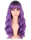 Perucas SYMEIW, cabelo roxo ondulado com franja, sintéticas para mulheres