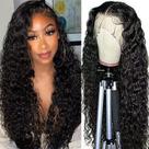Perucas WPPIKK Water Wave 100% cabelo humano, renda frontal 26" 180%