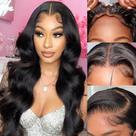 Perucas WZOWZO, cabelo humano sem cola, 180% de densidade, onda corporal, 71 cm Perucas WZOWZO, cabelo humano sem cola, 180% de densidade, onda corporal, 71 cm