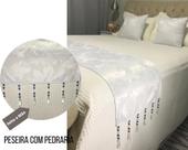 Peseira de Pedraria C/ Capas de Almofadas Jacquard tamanho King Size