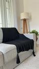 Peseira Manta Decorativa Pompom Sofá Sala Cama Casal Luxo Tricot 180x60cm