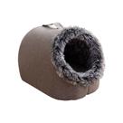 Pet Cave Bed, pelúcia aconchegante para cães e gatos pequenos, cinza