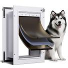 Petcoming Puerta para Perro Grande de Aluminio con 3 Aletas 47x24 cm Hasta 50 kg