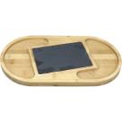 Petisqueira 2 Divisorias Tabua Ardosia Oval Bambu 2x37x20cm