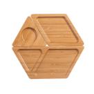 Petisqueira 4 divisórias hexagonal bambu 23x20,8x1,7cm -Dynasty