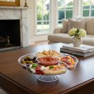 Petisqueira Acrílico Com Pé Tampa Petiscos Frutas Doces