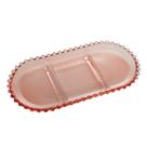 Petisqueira Cristal C/3 Divisões Oval Pearl Rosa 30x15x2cm 28465 - Wolff
