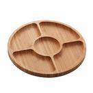Petisqueira de bambu c/ 5 divisórias 25x25x1,6cm