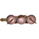 Petisqueira de Bambu com 3 bowls de Porcelana e espatulas RO