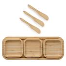 Petisqueira de bambu com 4 peças - 31cm com 3 espatulas