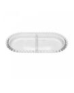 Petisqueira de Cristal com 2 Divisões Oval 12x24cm
