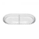 Petisqueira de cristal com divisoria oval pearl 24x12x2cm wolff