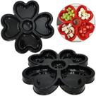 Petisqueira De Mesa Flor Com Divisória Para Molho E Frios Cor:Preta