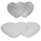 Petisqueira de porcelana modelo coracao com 2 divisorias perola 30,5x18,5cm Petisqueira de porcelana modelo coracao com 2 divisorias perola 30,5x18,5cm