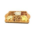 Petisqueira Gamela retangular bambu 27 x 17cm 4 divisões