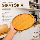 Petisqueira Giratória Redonda MDF 26cm Bandeja 360 Base Antiderrapante para Frios Queijos Aperitivos e Servir Mesa Posta