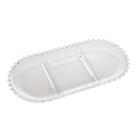 Petisqueira Oval Cristal c/3 Divisões Bolinha 30x15x2cm