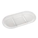 Petisqueira Oval Cristal Com 3 Divisórias Pearl 30x15cm