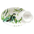 Petisqueira Oval em Melamina Tartaruga Verde 22x38cm