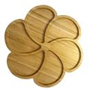 Petisqueira Redonda Bambu Flor Com 6 Divisórias 30cm