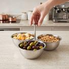 Petisqueira Tripla Inox Prata para Petiscos, Molhos e Aperitivos Petisqueira Tripla Inox Prata para Petiscos, Molhos e Aperitivos