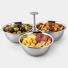 Petisqueira Tripla Inox Prata para Petiscos, Molhos e Aperitivos