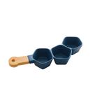 Petisqueira Tripla Porcelana c/Cabo Bambu Azul 36x15x5cm