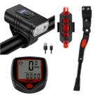 Pezinho de Bike Velocimetro com Fio Lanterna Frontal com Led T6 e Pisca Traseiro Kit 4 itens