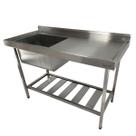 Pia Aço Inox Industrial 120x60x90 cm Cuba Esquerda Nortinox