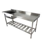 Pia Aço Inox Industrial 140x60x90 cm Cuba Esquerda Nortinox