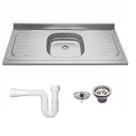 Pia Cozinha De Apoio Em Aço Inox 120x52cm New Raggi Com Válvula E Sifão Tramontina