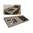 Pia Cozinha Granito Corumba 120cm C/Parte Cooktop e Cuba Inox