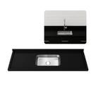 Pia Cozinha Granito Preto Aracruz 180cm Cuba Inox 14cm Funda