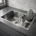 Pia Cuba Calha 70x40cm Para Cozinha Gourmet Em Inox 304 Com Escorredor de Louças de Embutir Luxo Antirruído