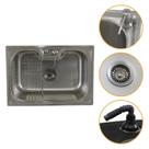 Pia Cuba de Cozinha 60x42 Aço Inox 304 com Kit Completo Dispenser Válvula e Cesto Aramado