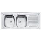 Pia de Apoio Tramontina Stratta 2C 34 EX em Aço Inox 120 x 50 cm com 2 Cubas Pia de Apoio Tramontina Stratta 2C 34 EX em Aço Inox 120 x 50 cm com 2 Cubas