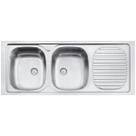 Pia de Apoio Tramontina Stratta 2C 34 R em Aço Inox 120 x 50 cm com 2 Cubas