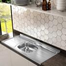 Pia de Cozinha em Aço de 180CMX56CM Concretada sem Válvula Plus 30 Cinza/Inox Ghelplus Pia de Cozinha em Aço de 180CMX56CM Concretada sem Válvula Plus 30 Cinza/Inox Ghelplus