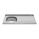 Pia de Cozinha em Aço Inox de 120cmx53cm Deslocada para Esquerda Concretada lisa sem válvula Bali