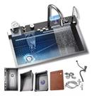 Pia de Cozinha Inteligente Multifuncional com Display Digital, Cuba em Aço Inox, Kit Completo, Cinza