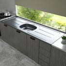 Pia de cozinha Plus 30 de 160x53 com Cuba Concreto Aerado Ghel Plus