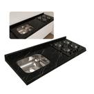 Pia de Granito Preto Via Lactea 150cm Parte Cooktop e Cuba