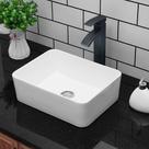 Pia de vaso retangular Kichae 41x30x13 cm em cerâmica branca