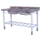 Pia Industrial Benfati Inox 430 150x60cm Pés Pintados Paneleiro Gradeado com 2 Cubas 560GR