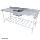 Pia Industrial Inox com Grade Paneleira Inferior 2 Metros