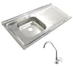 Pia Inox Fabrinox PSD1000E 100x52cm, cuba esquerda, com furo e torneira Pia Inox Fabrinox PSD1000E 100x52cm, cuba esquerda, com furo e torneira