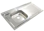 Pia Inox Fabrinox PSD1000E 100x52cm, cuba esquerda e furo para torneira