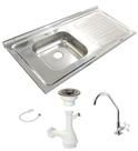Pia Inox Fabrinox PSD1000E 100x52cm, cuba esquerda, kit completo Pia Inox Fabrinox PSD1000E 100x52cm, cuba esquerda, kit completo